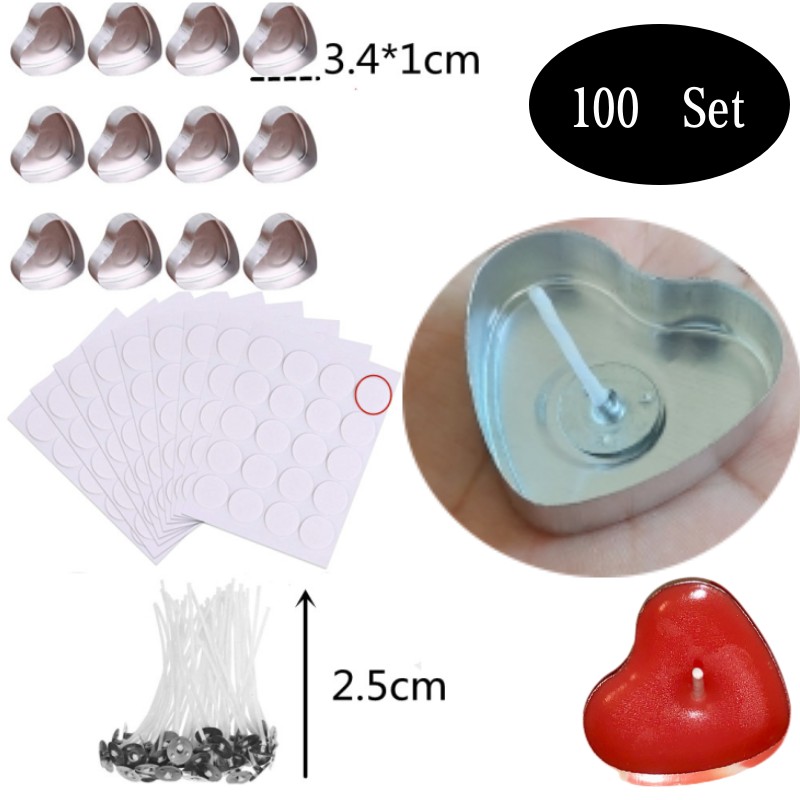 Ceramic Candle Vessel - 100 Sets Heart shaped Empty Aluminum