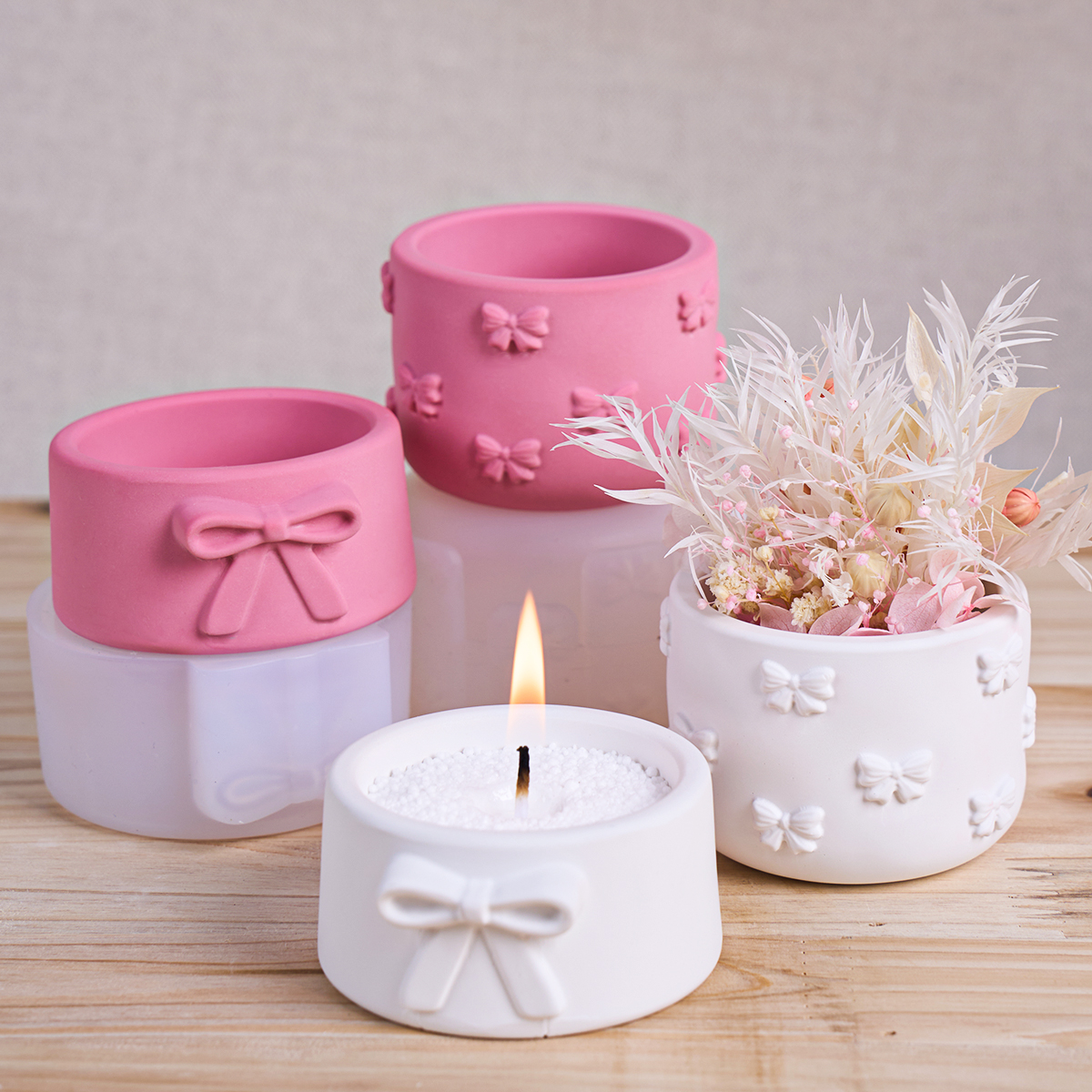 Ceramic Candle Vessel - DIY Silicone Mold for Relief Bow