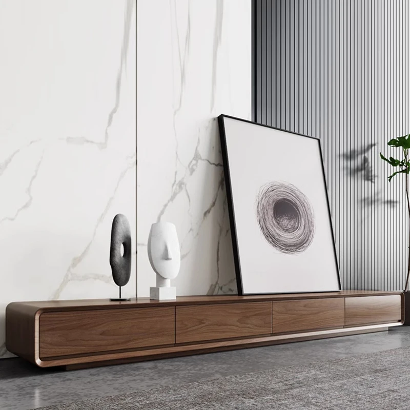 Wooden Long Tv Table Modern De - Interior Design Tv Room avis et prix