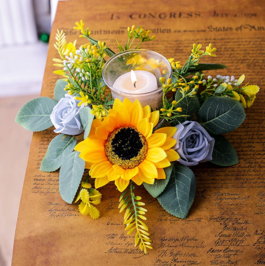 Simulation Sunflower Wreath Ca - Ceramic Candle Vessel avis et prix