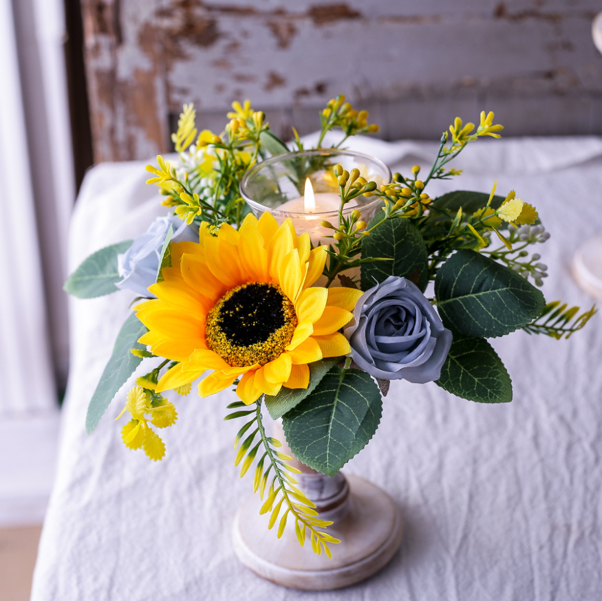Simulation Sunflower Wreath Ca - Ceramic Candle Vessel avis et prix