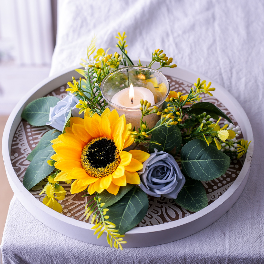 Simulation Sunflower Wreath Ca - Ceramic Candle Vessel avis et prix