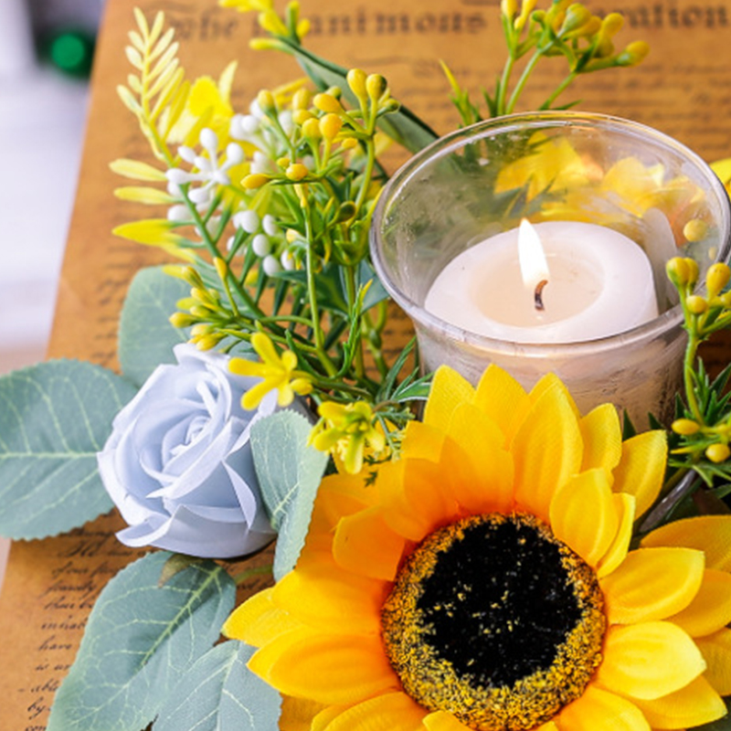 Simulation Sunflower Wreath Ca - Ceramic Candle Vessel avis et prix