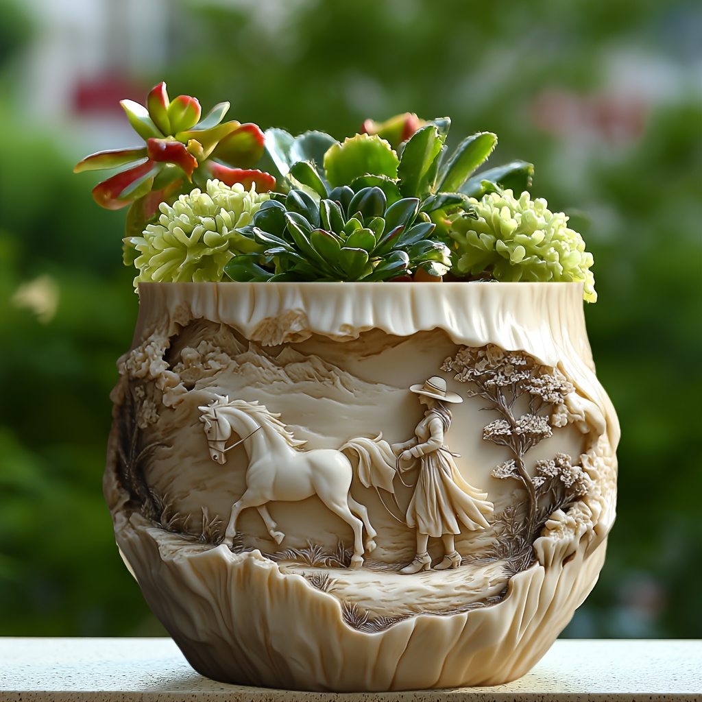 Beauty holding horse relief su - Ceramic Candle Vessel avis et prix