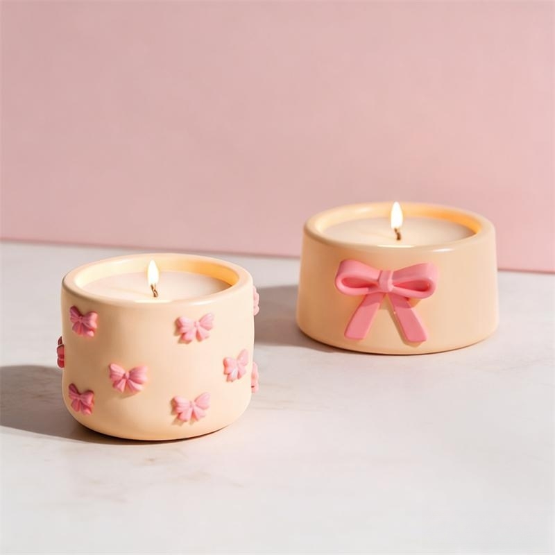 Mini Bowknot Round Plaster Gyp - Ceramic Candle Vessel avis et prix