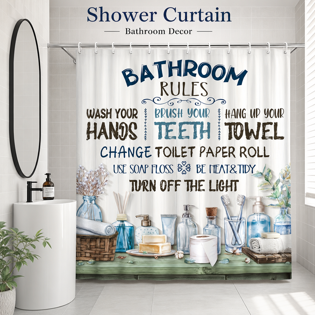 Bathroom Rules Shower Curtain  - Interior Design Rules avis et prix