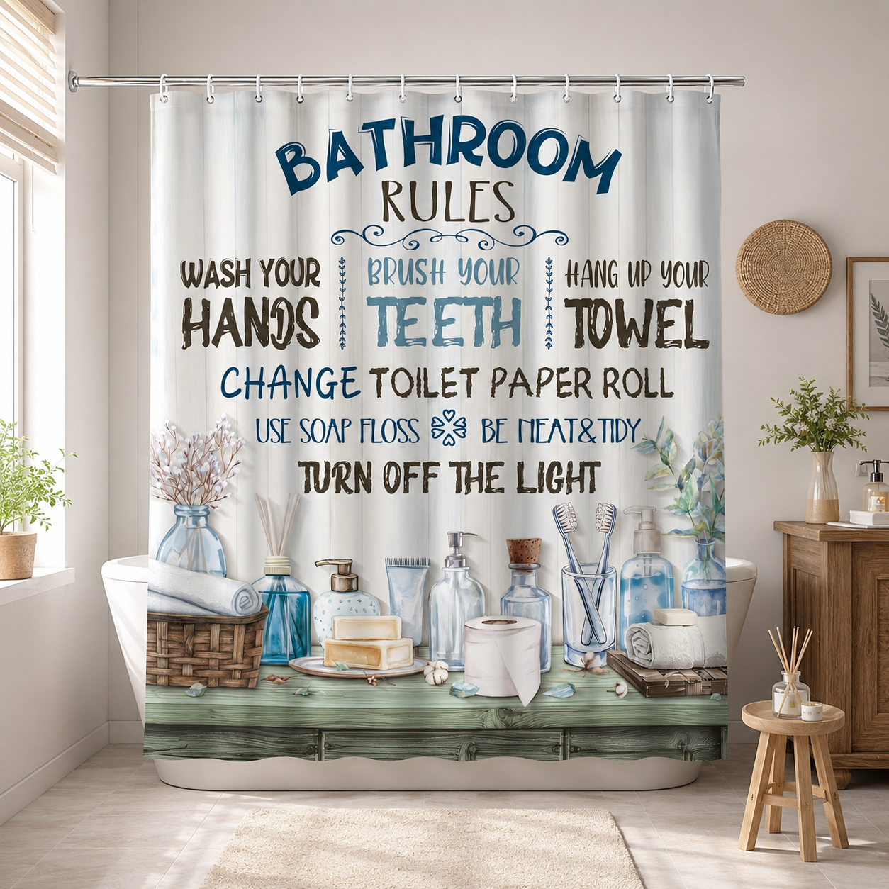 Bathroom Rules Shower Curtain  - Interior Design Rules avis et prix