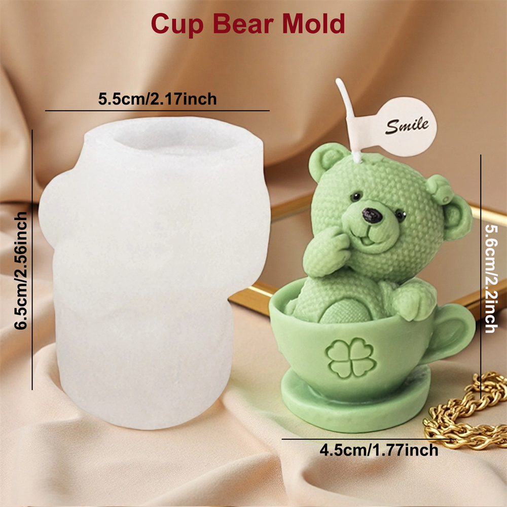 Teddy Bear in Cup Silicone Mol - Ceramic Candle Vessel avis et prix