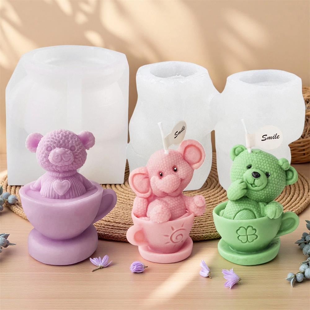 Teddy Bear in Cup Silicone Mol - Ceramic Candle Vessel avis et prix